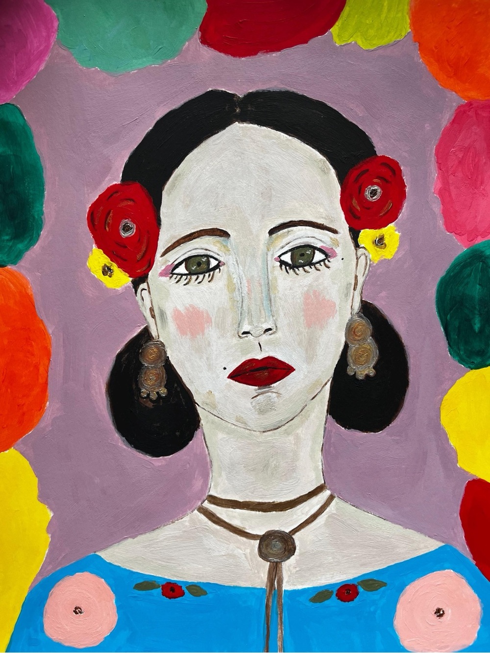 WEEKEND SALE! Original Art Frida Kahlo inspired portrait painting of a woman